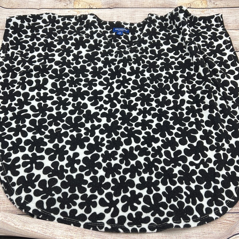 Marimekko Girls Terry Black and White Swim Coverup Poncho Size S/M